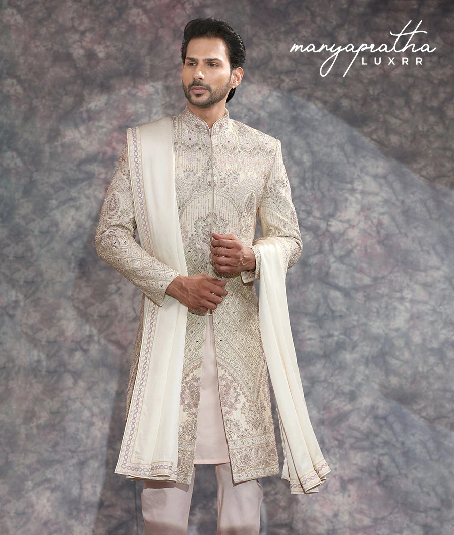 Phoenix Embroidered Beige Sherwani2