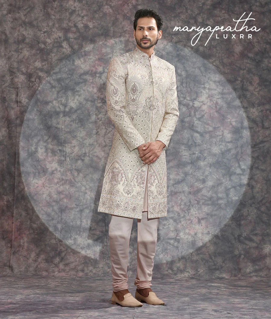 Phoenix Embroidered Beige Sherwani4