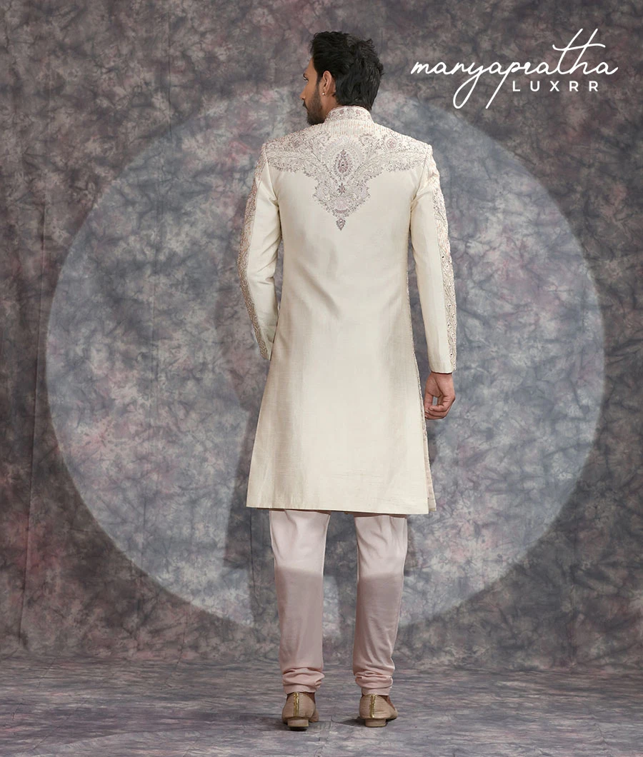 Phoenix Embroidered Beige Sherwani6