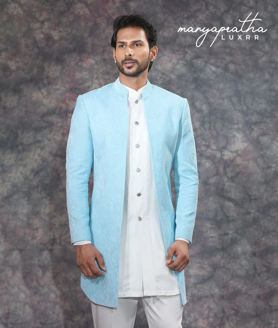 Peregrine Light Blue Indo-Western Outfit2