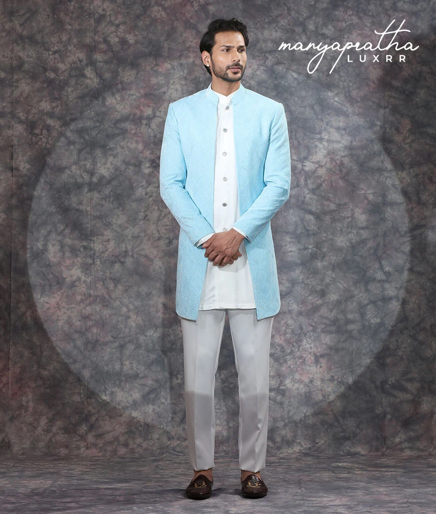 Peregrine Light Blue Indo-Western Outfit4