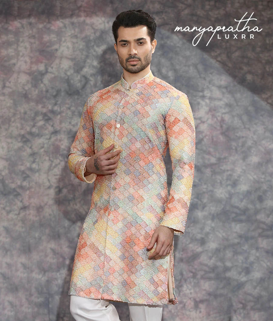 Valor Geometric Multicolour Indo-Western Outfit2