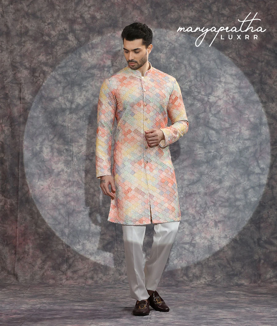 Valor Geometric Multicolour Indo-Western Outfit4