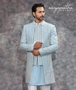 Orion Geometric Light Blue Indo-Western Outfit1