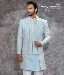 Orion Geometric Light Blue Indo-Western Outfit2