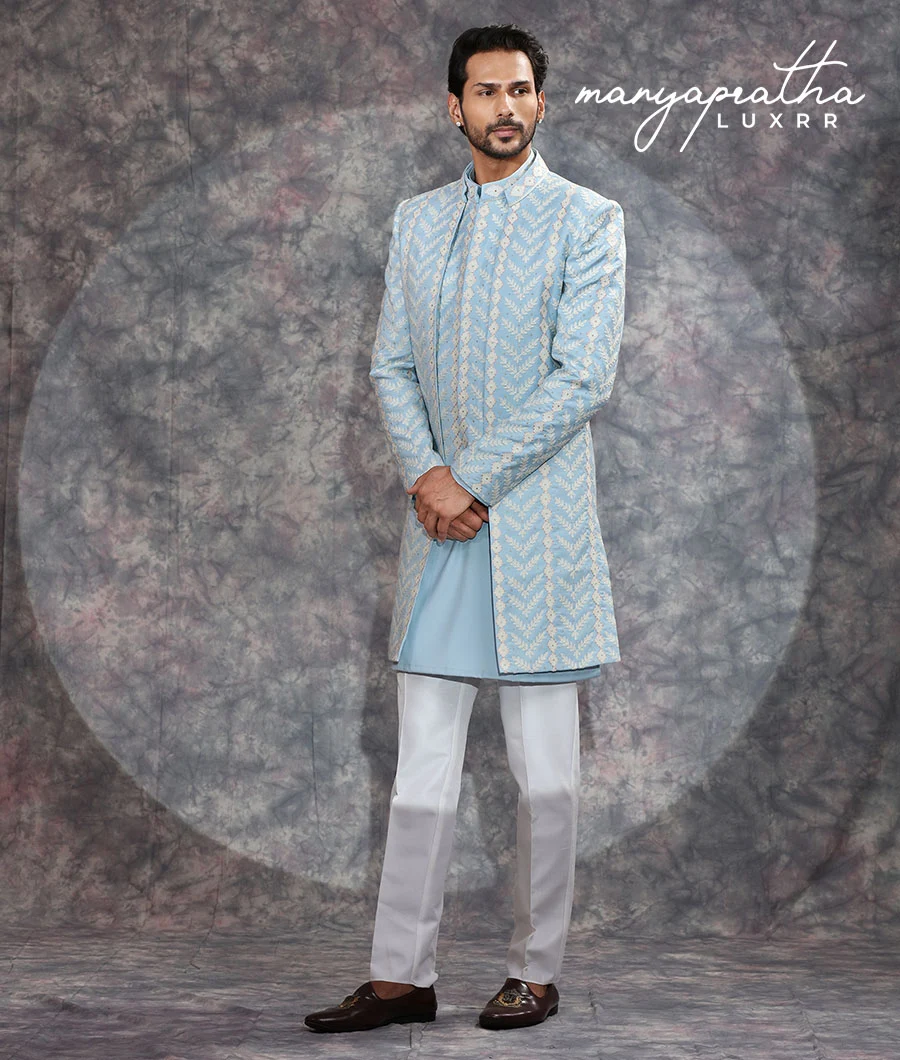 Orion Geometric Light Blue Indo-Western Outfit4