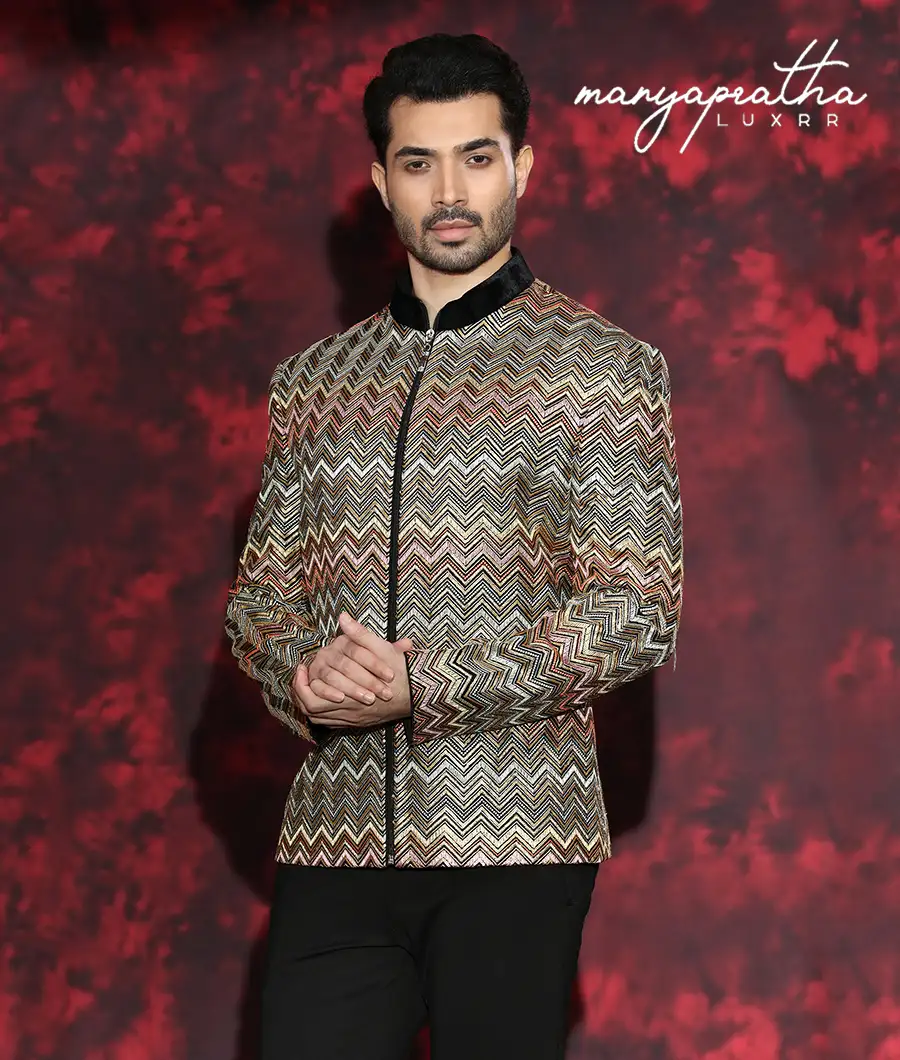 Serene Geometric Multicolour Jacket1