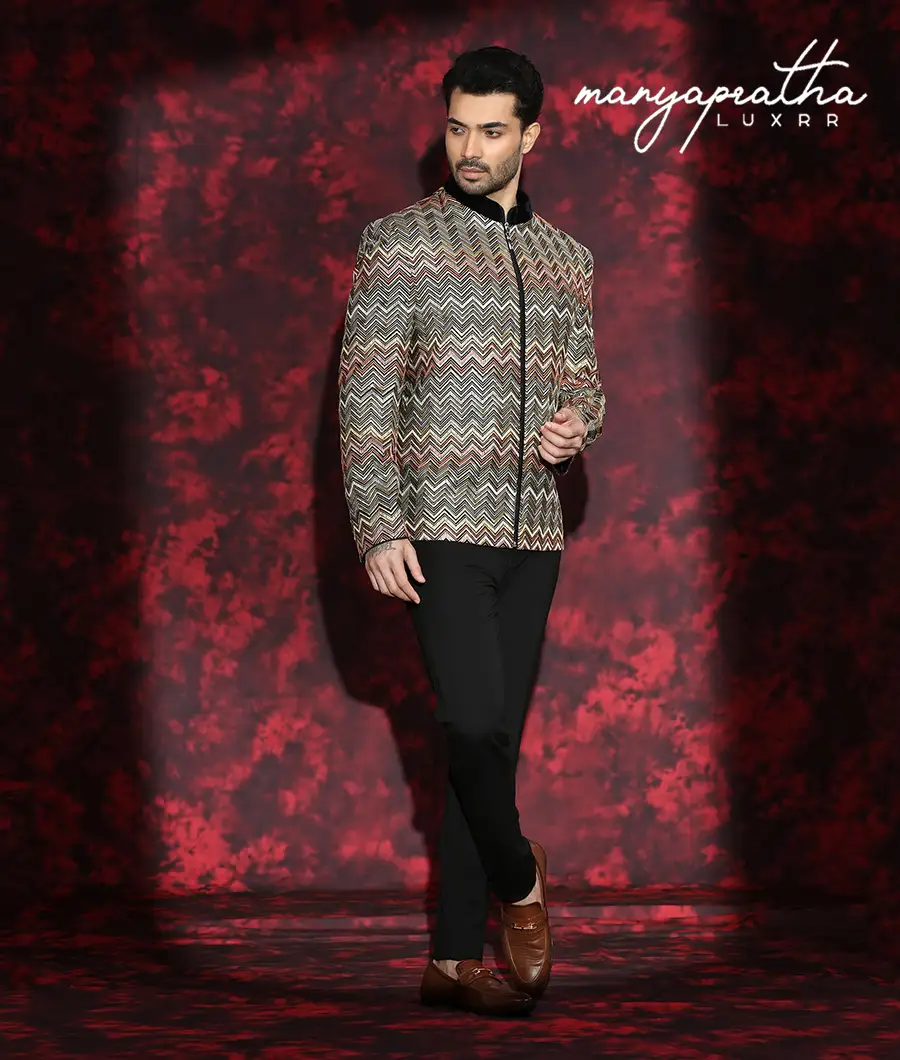 Serene Geometric Multicolour Jacket4