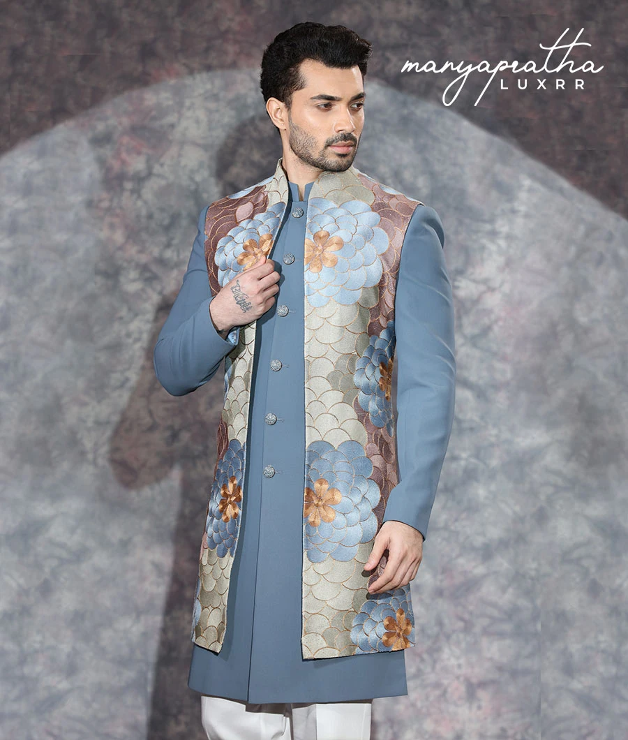 Solace Floral Charcoal Indo-Western Outfit1