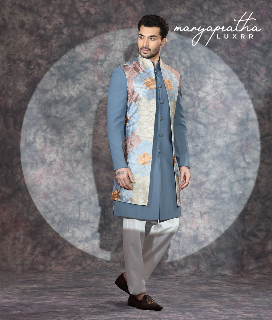 Solace Floral Charcoal Indo-Western Outfit2