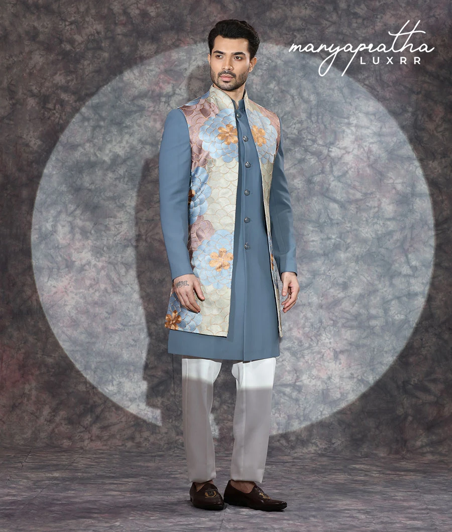 Solace Floral Charcoal Indo-Western Outfit3