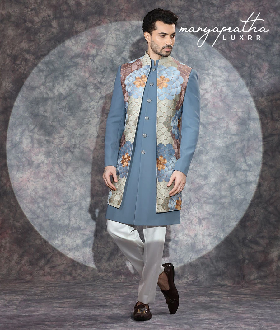 Solace Floral Charcoal Indo-Western Outfit4