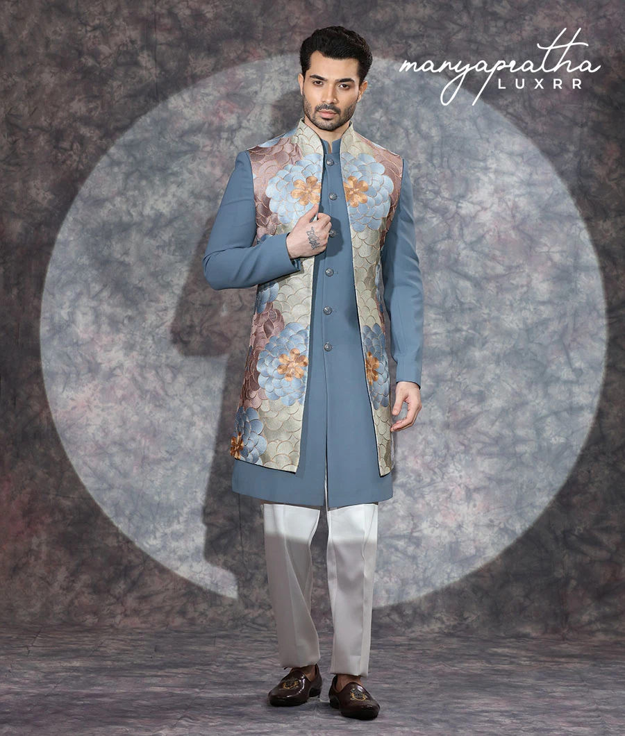 Solace Floral Charcoal Indo-Western Outfit5