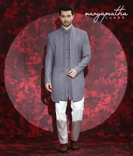 Shams Geometric Grey Indo-Western Outfit6