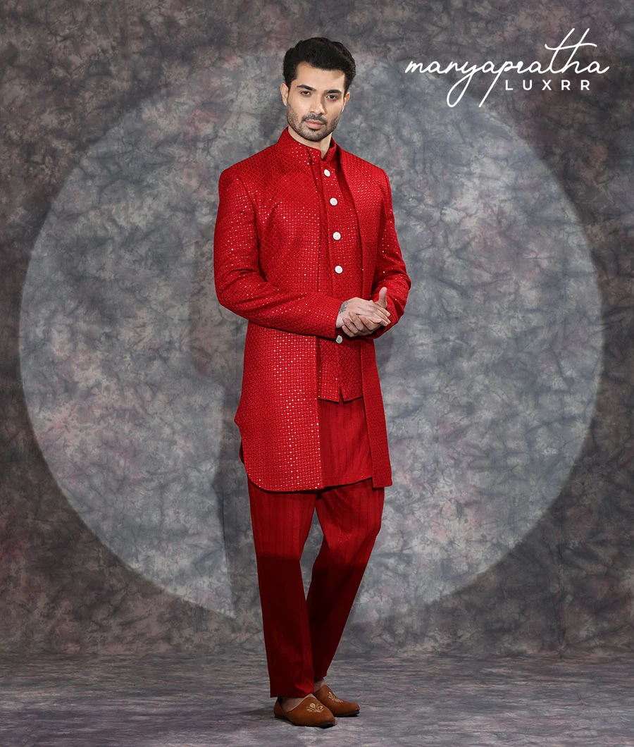 Everest Red Indo-Western Outfit3