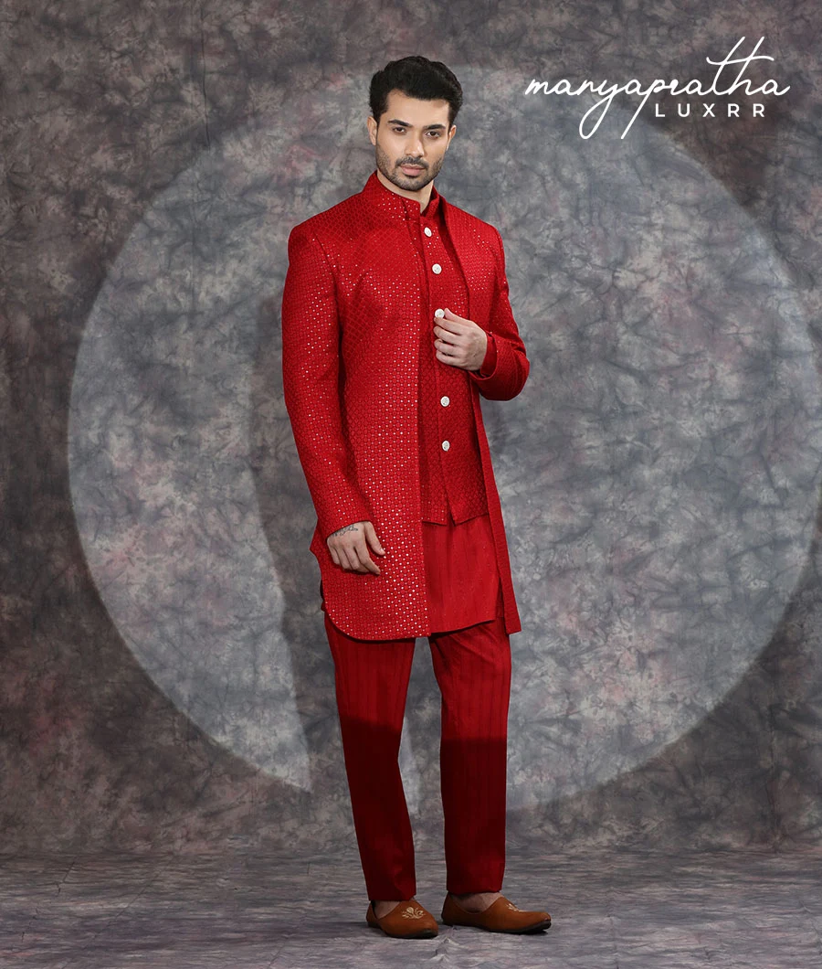 Everest Red Indo-Western Outfit4