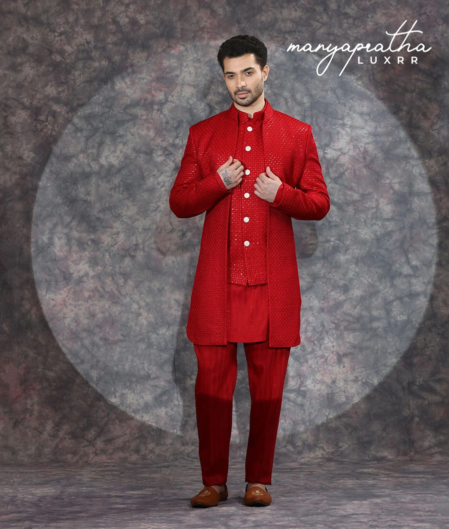 Everest Red Indo-Western Outfit5