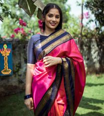 Bright Pink Kanchipuram Silk Saree1