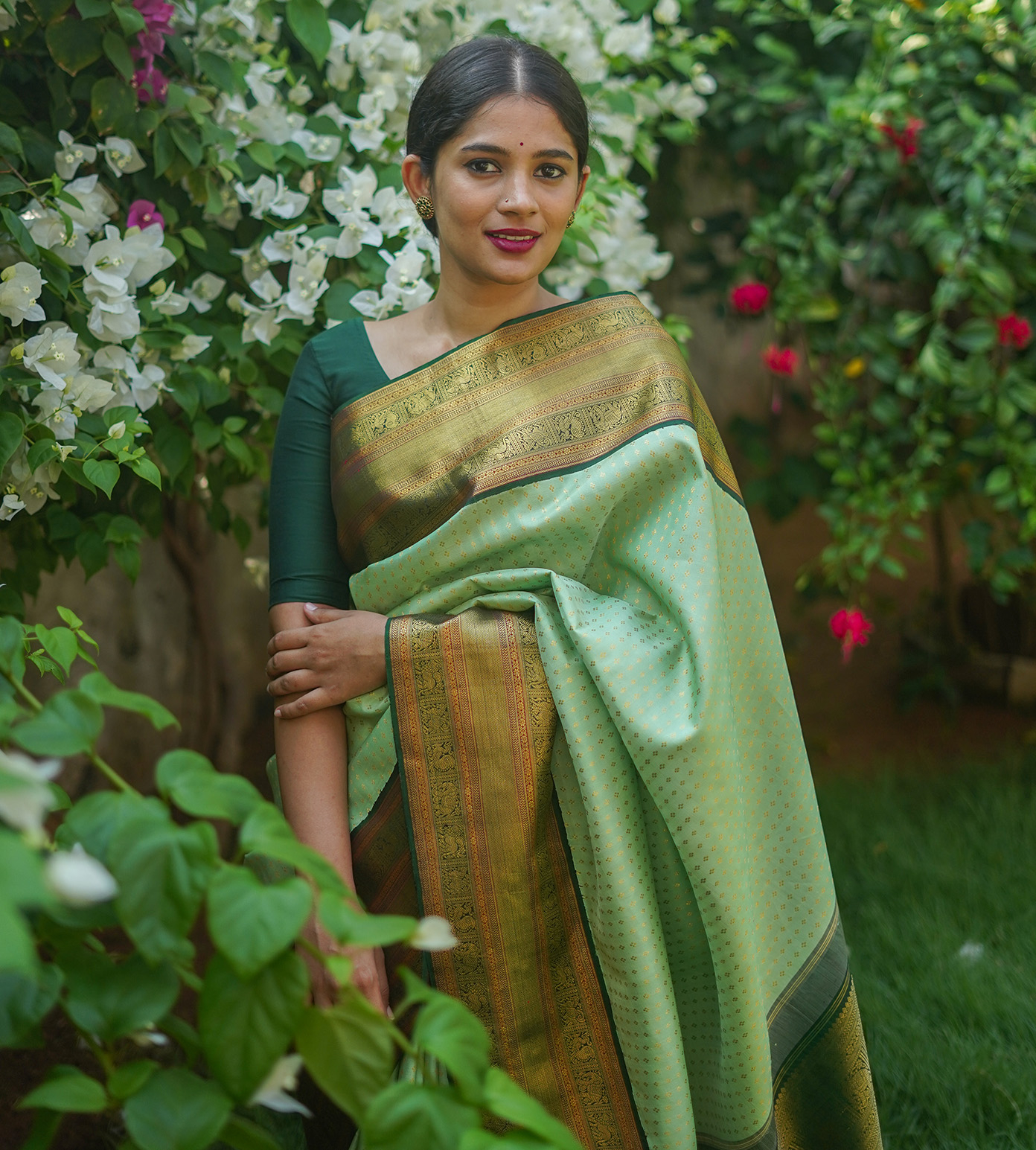 Pastel Green Kanchipuram Silk Saree