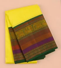 Lime Yellow Kanchipuram Silk Saree1