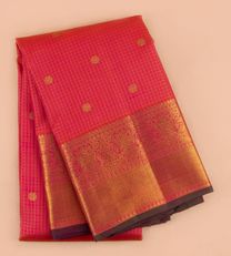 Orangish Pink Kanchipuram Silk Saree1
