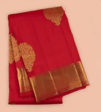 Vermillion Red Kanchipuram Silk Saree1