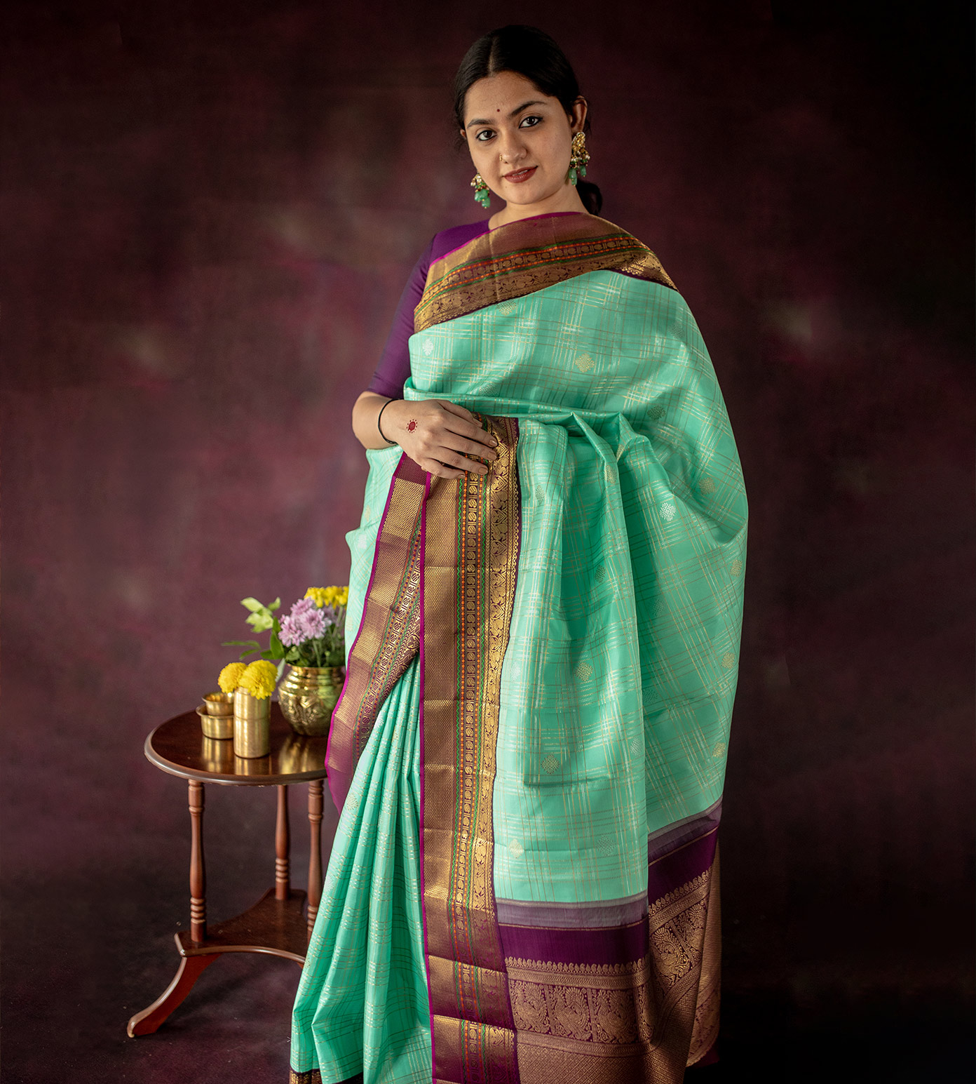 Mint Green Kanchipuram Silk Saree