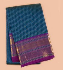 Prussian Blue Kanchipuram Silk Saree1
