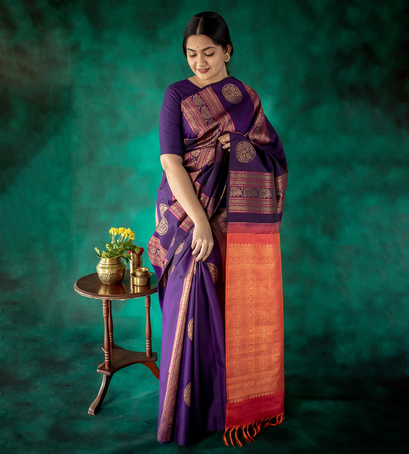 Purple Kanchipuram Silk Saree