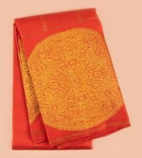 Red Orange Kanchipuram Silk saree1