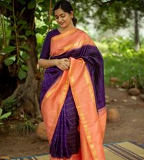 Deep violet Kanchipuram Silk Saree1