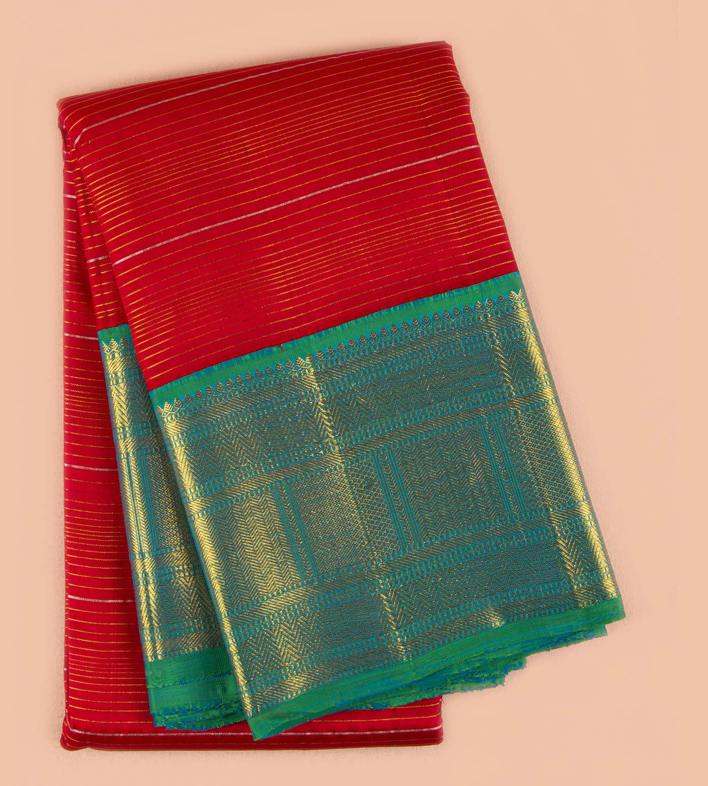 Chilli Red Kanjeevaram Saree with all over Golden Zari Weaving With Golden  Border – Snusha
