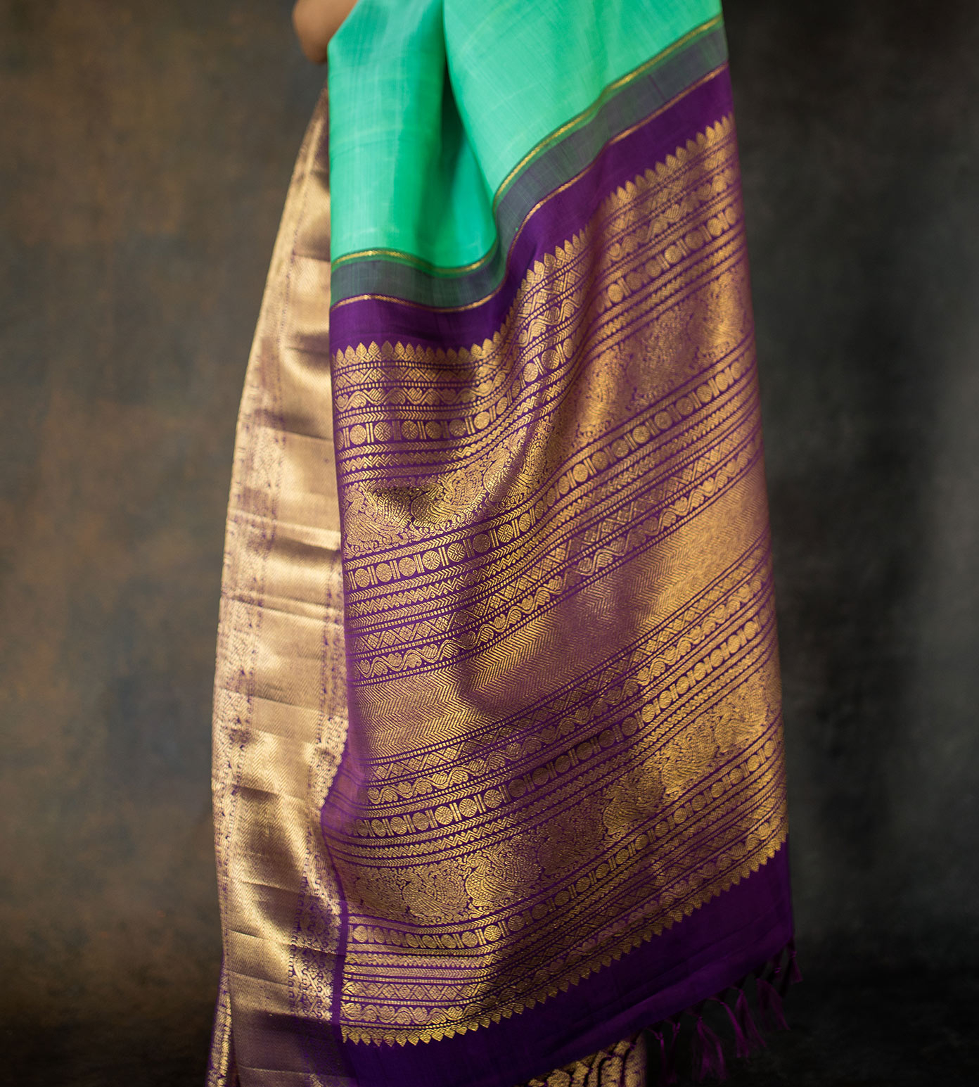 Sea Green Kanchipuram Silk Saree2