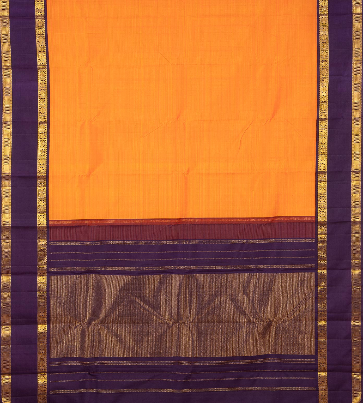 Peachish Orange Kanchipuram Silk Saree