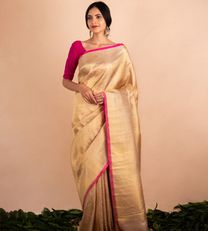 Creme Kanchipuram Silk Saree1