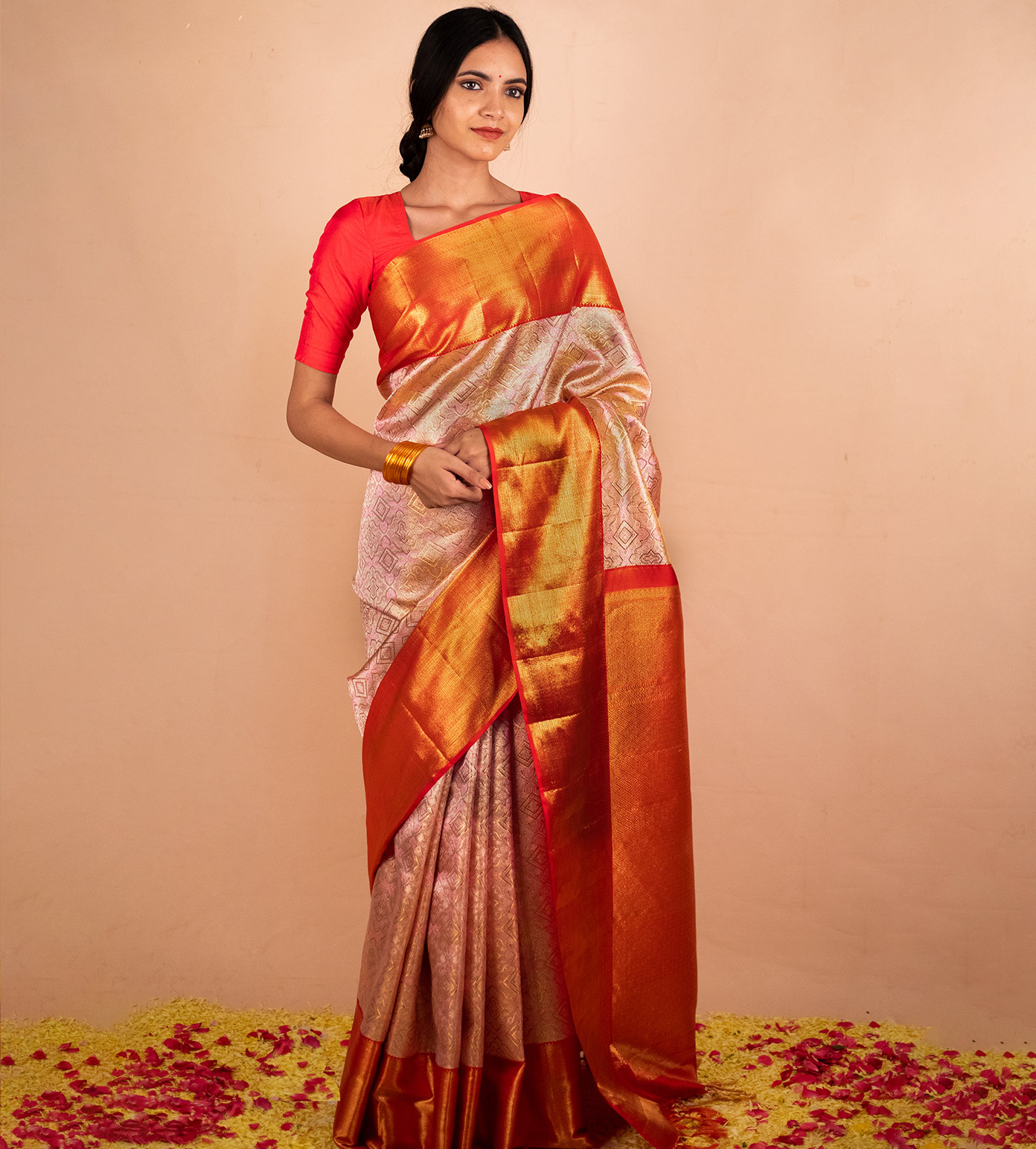Pastel Pink Kanchipuram Silk Saree
