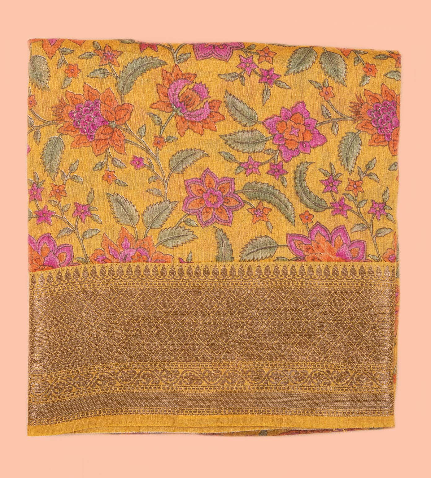 Amber Yellow Moonga Tussar Saree