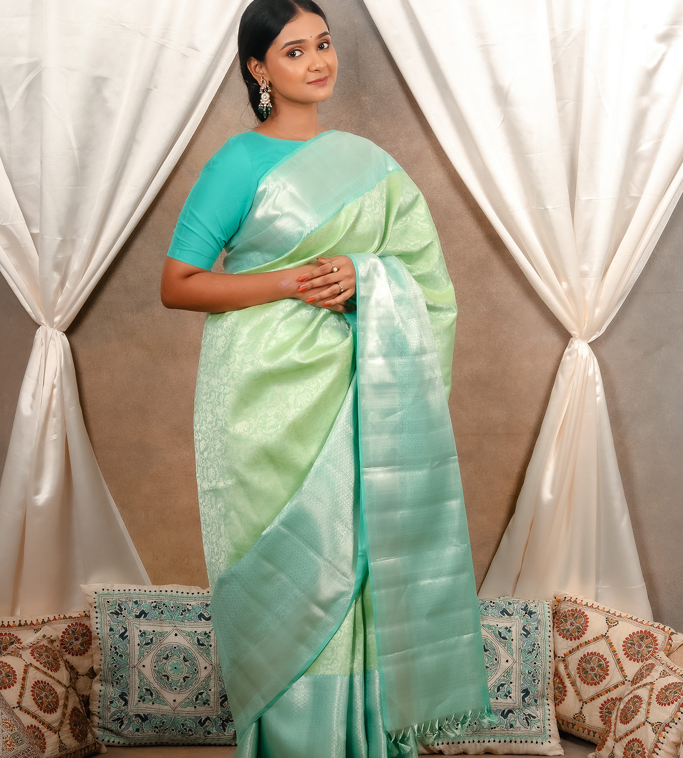 Pastel Green Kanchipuram Silk Saree