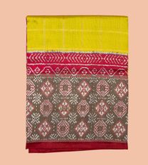 Bright Yellow Ikat Silk Saree1