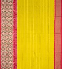 Bright Yellow Ikat Silk Saree2