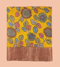 Yellow Kalamkari Raw Silk Saree1