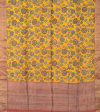 Yellow Kalamkari Raw Silk Saree3