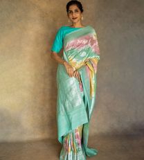 Multi Colour Banaras Tussar Georgette Saree1
