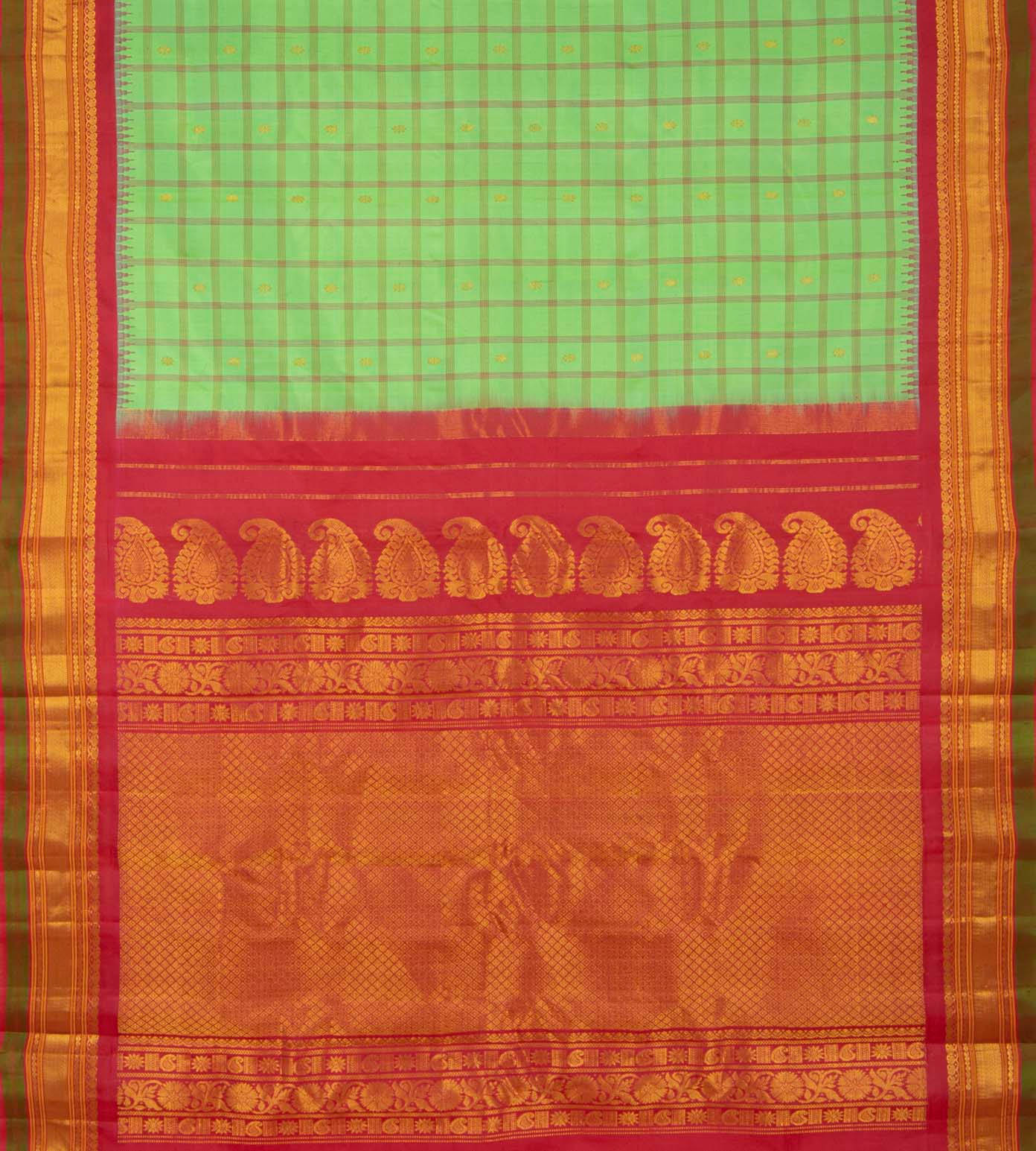 Light Green Gadwal Silk Saree3