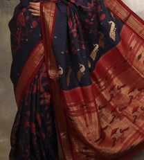 Deep Blue Paithani Silk Saree3