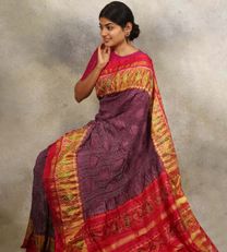 Mauve Pink Bandhani With Patola Saree1