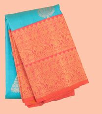 Turquoise Blue Kanchipuram Silk Saree1