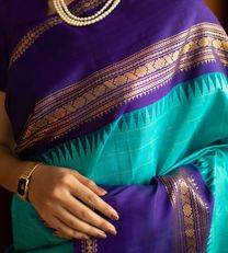 Sea Blue Kanchipuram Silk Saree2