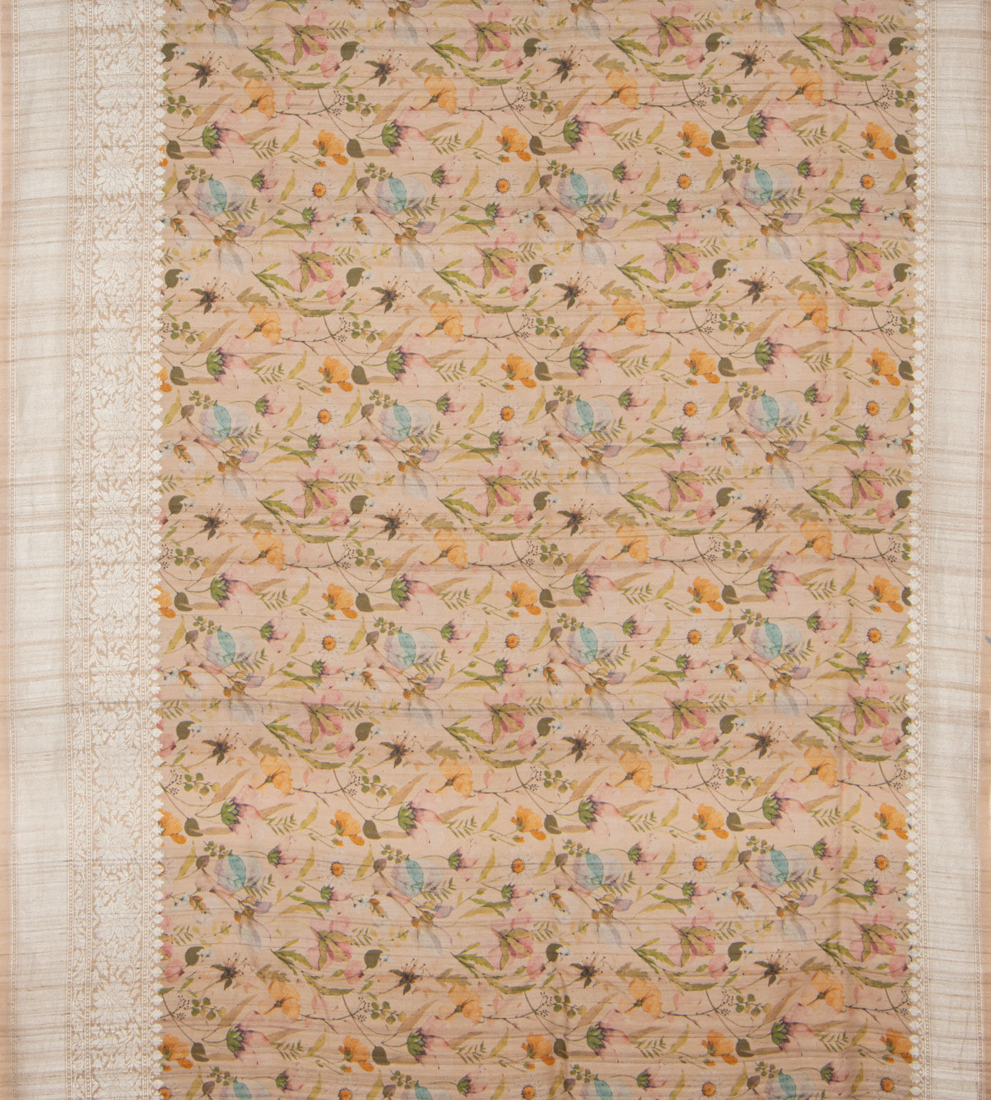 Light Peach Tussar Georgette Saree2