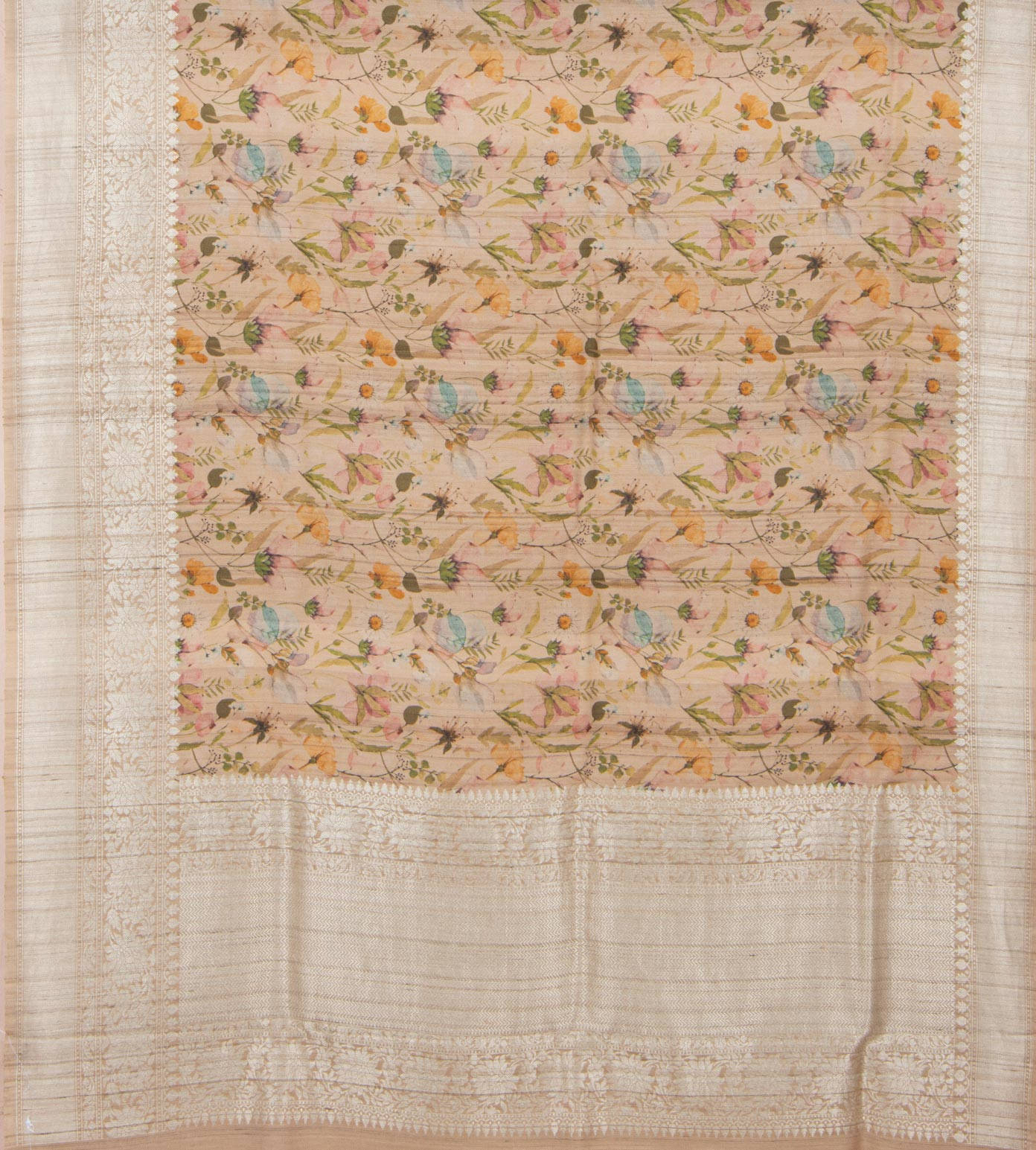 Light Peach Tussar Georgette Saree3